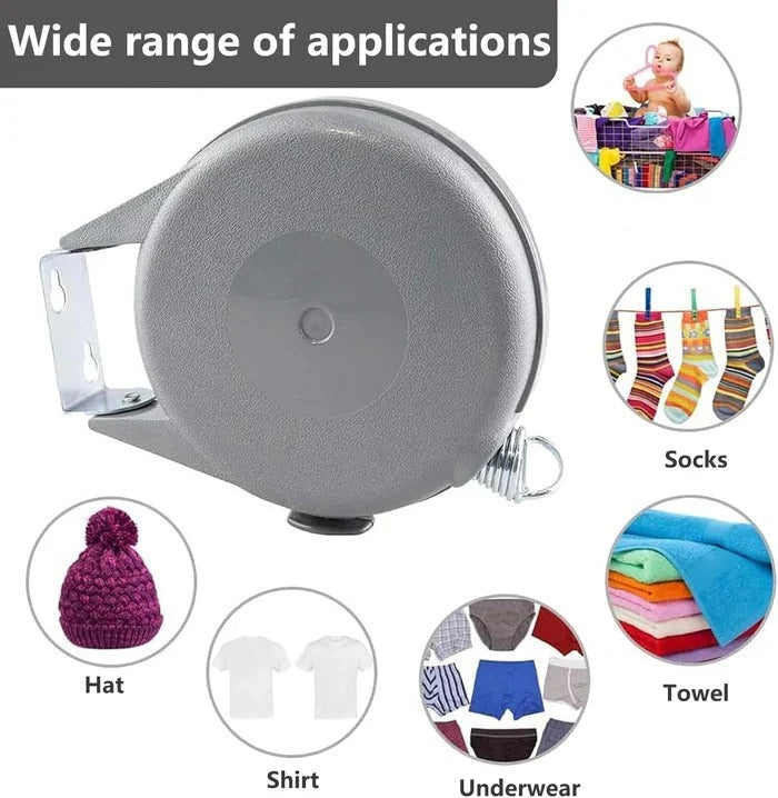 Retractable Clothesline with Swivel Base and Locking Mechanism, 472 Inches All Vera Mart