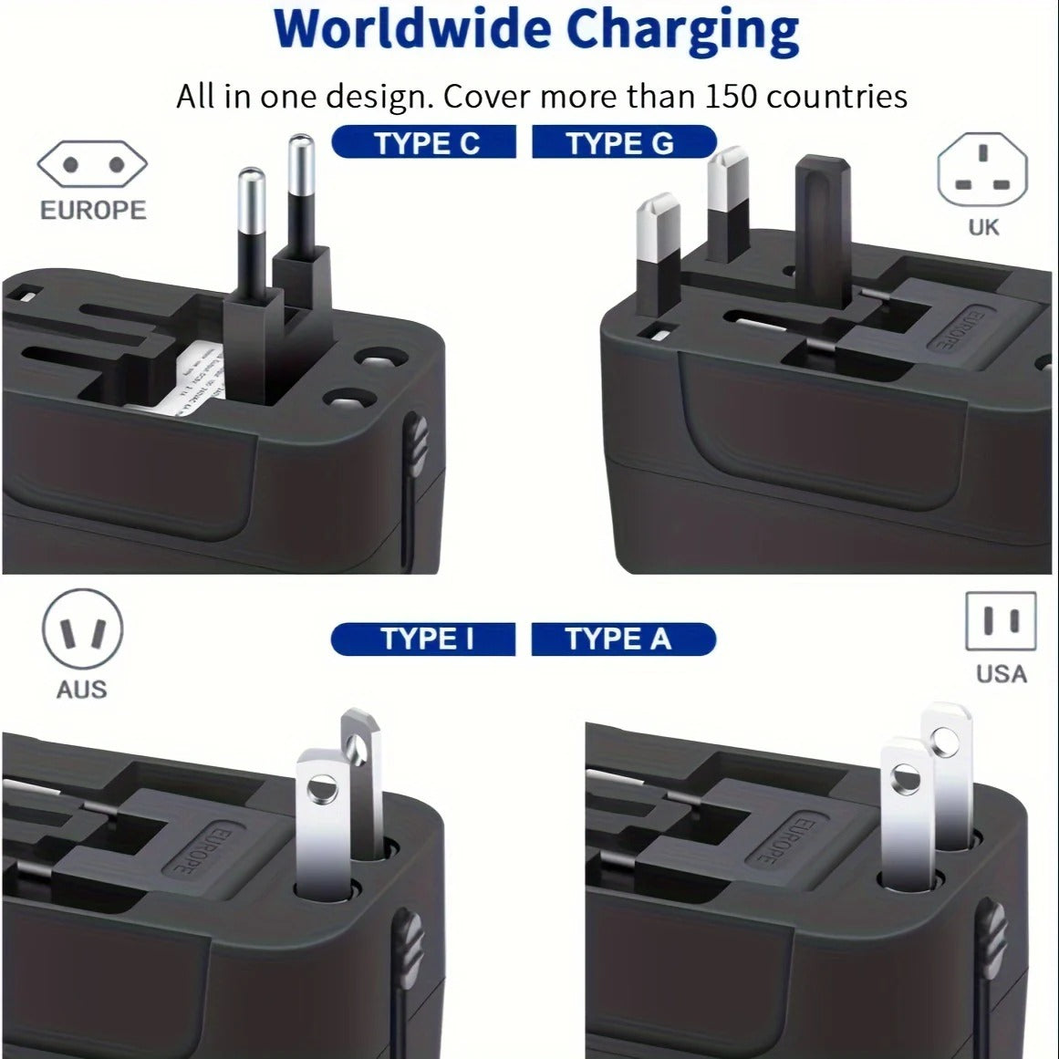 Universal Travel Adapter with Dual USB Ports and Dual Voltage Support All Vera Mart
