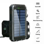 Solar Power Bank with 10000mAh Capacity and Dual USB Ports, Splash Resistant All Vera Mart