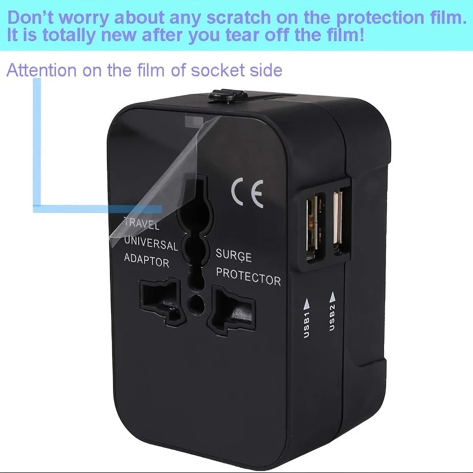 Universal Travel Adapter with Dual USB Ports and Dual Voltage Support All Vera Mart