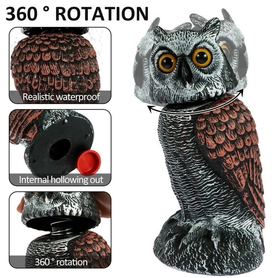 Wind-Activated Owl Decoy Set with Rotating Head and Fillable Base, 2-Pack All Vera Mart