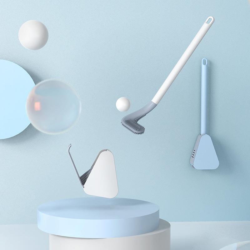 Wall Mount Toilet Brush with Deep Cleaning Bristles and Adhesive Holder All Vera Mart