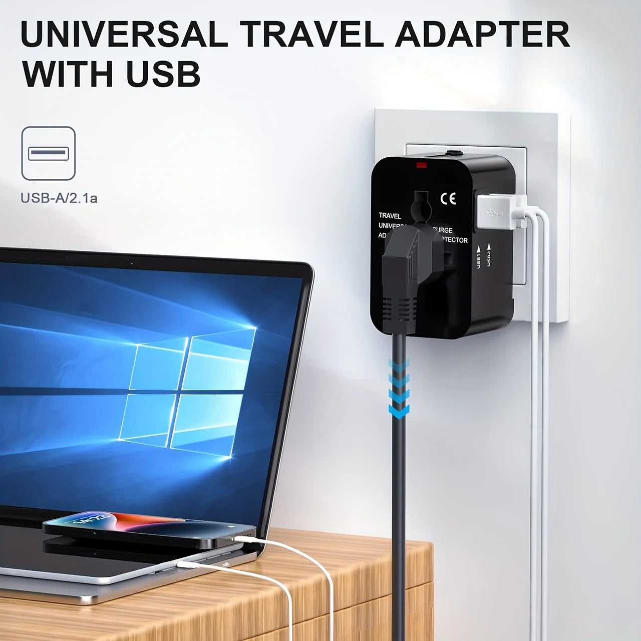 Universal Travel Adapter with Dual USB Ports and Dual Voltage Support All Vera Mart