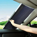 Retractable Car Sunshade with Aluminum Membrane and Dual Panel Coverage, 59-79in All Vera Mart