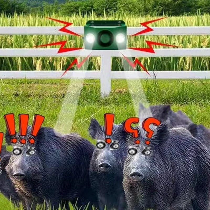 Solar Animal Deterrent Light with Dual Spotlight and Alarm Sound All Vera Mart