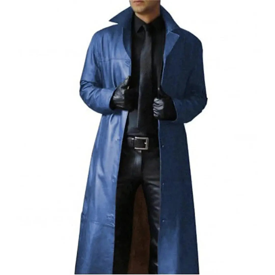 Men's Leather Coat with Supple Full-Grain Leather and Front Zipper, Four Pockets All Vera Mart