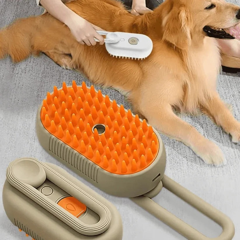 Steam Dog Grooming Brush with Silicone Teeth and Fur Collection Chamber All Vera Mart