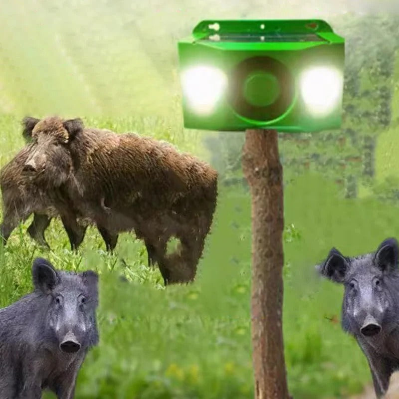 Solar Animal Deterrent Light with Dual Spotlight and Alarm Sound All Vera Mart