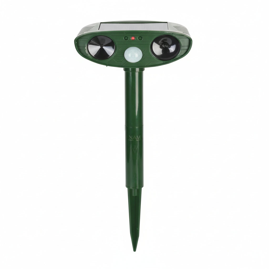Ultrasonic Animal Deterrent with Solar Panel and LED Strobe, 30ft Motion Sensor All Vera Mart