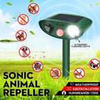 Ultrasonic Animal Deterrent with Solar Panel and LED Strobe, 30ft Motion Sensor All Vera Mart