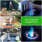 Floating Solar Fountain with 60 Color-Changing LEDs and 7 Interchangeable Nozzles All Vera Mart
