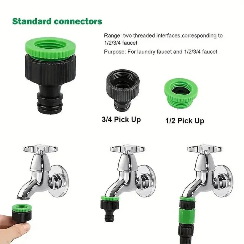 Expandable Garden Hose with 7-Spray Nozzle and Fabric Reinforced Core All Vera Mart