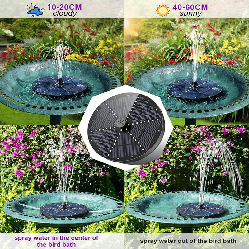 Floating Solar Fountain with 60 Color-Changing LEDs and 7 Interchangeable Nozzles All Vera Mart