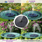 Floating Solar Fountain with 60 Color-Changing LEDs and 7 Interchangeable Nozzles All Vera Mart