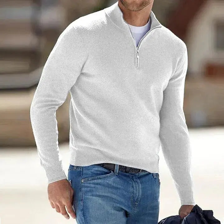 Cashmere Knit Sweater with Zipper and Relaxed Fit for Men All Vera Mart