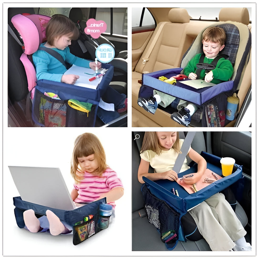 Kids Travel Tray with Foldable Foam Walls and Dual Side Pockets All Vera Mart