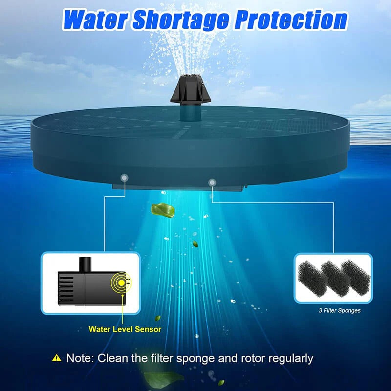 Floating Solar Fountain with 60 Color-Changing LEDs and 7 Interchangeable Nozzles All Vera Mart
