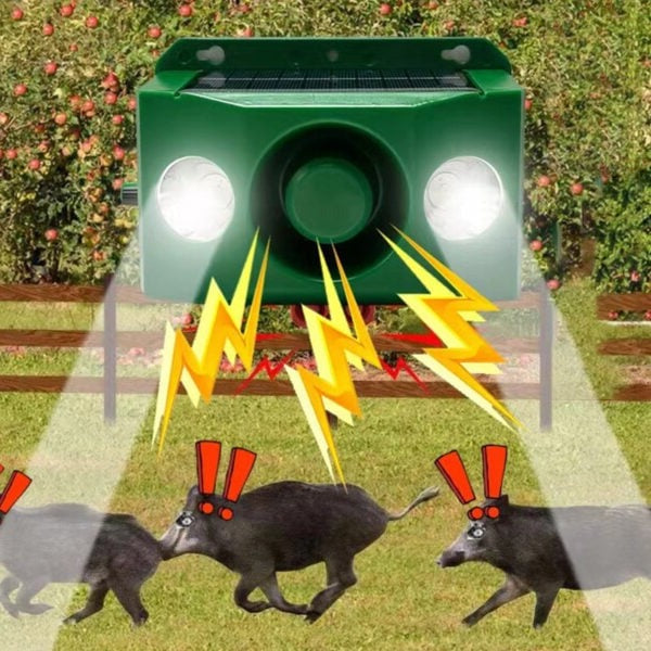 Solar Animal Deterrent Light with Dual Spotlight and Alarm Sound All Vera Mart