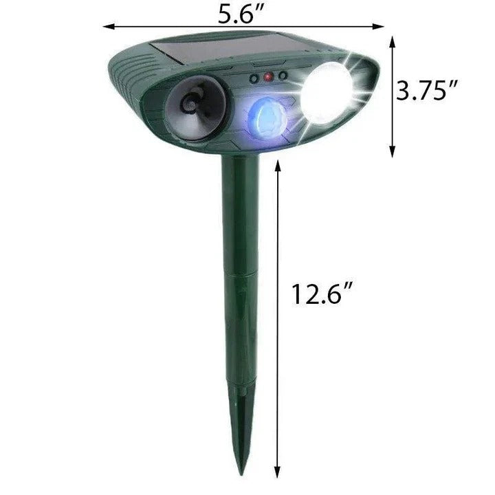 Ultrasonic Animal Deterrent with Solar Panel and LED Strobe, 30ft Motion Sensor All Vera Mart