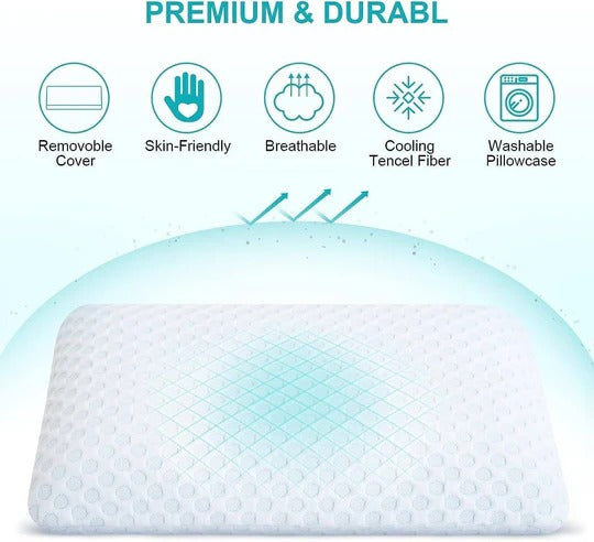 Gel Memory Foam Pillow with Dual-Sided Cooling Surface and Cervical Contour All Vera Mart