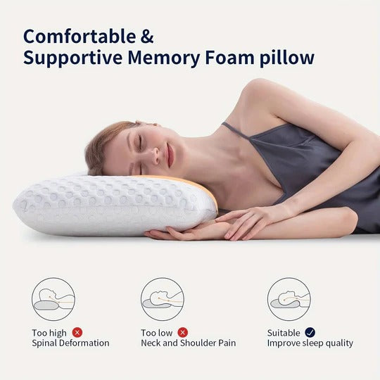 Gel Memory Foam Pillow with Dual-Sided Cooling Surface and Cervical Contour All Vera Mart
