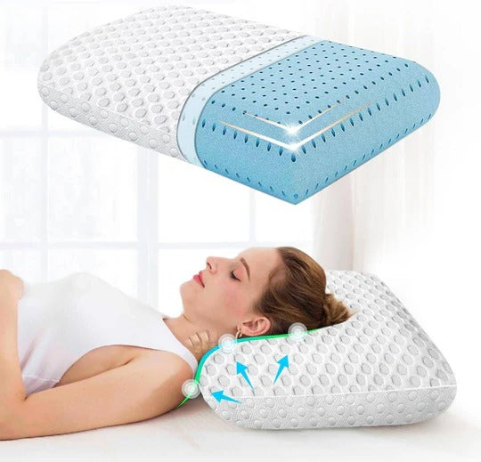 Gel Memory Foam Pillow with Dual-Sided Cooling Surface and Cervical Contour All Vera Mart