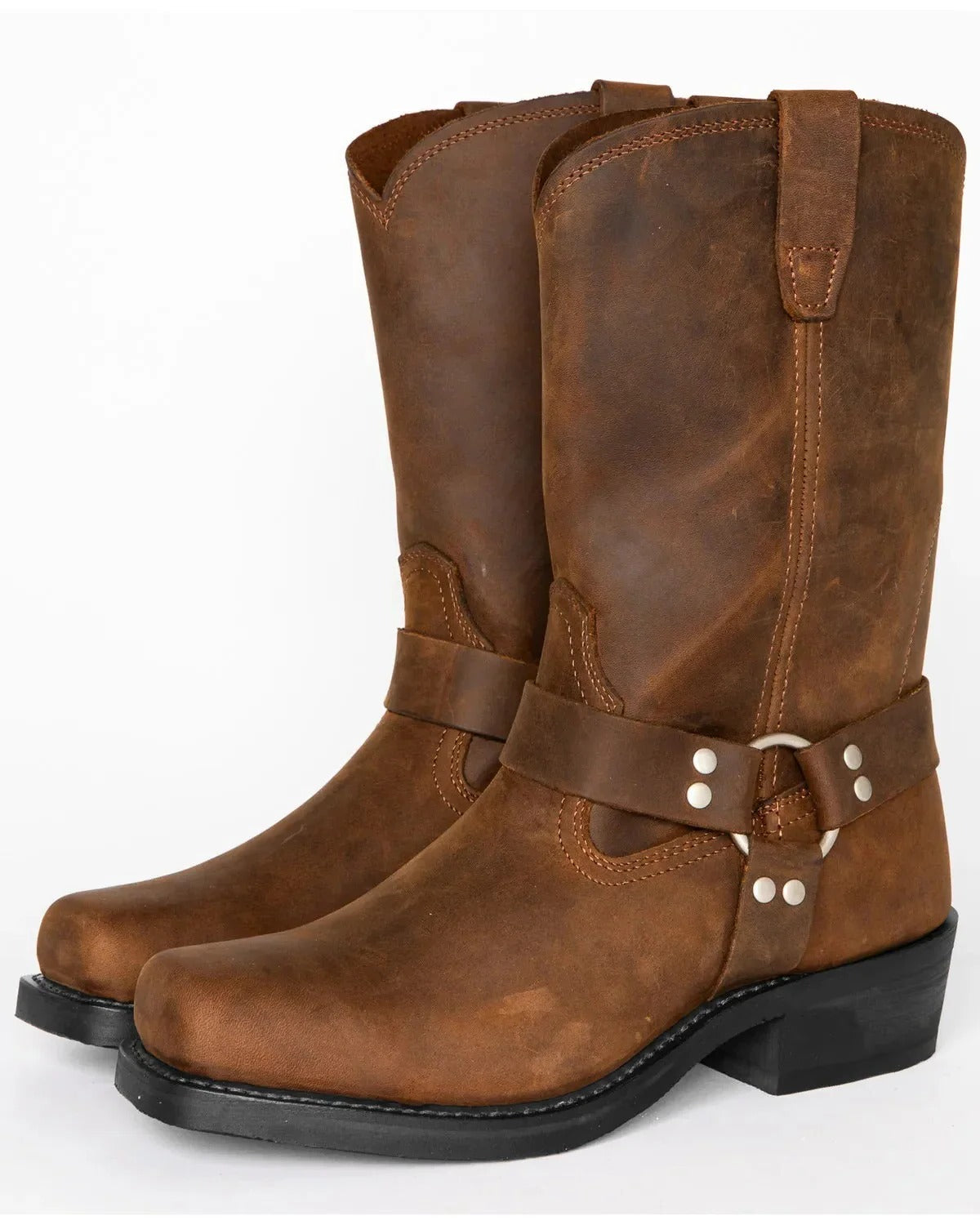 Men's 11 Inch Slip-On Harness Boots with Adjustable Straps and Oil-Resistant Sole All Vera Mart