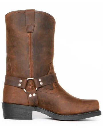Men's 11 Inch Slip-On Harness Boots with Adjustable Straps and Oil-Resistant Sole All Vera Mart