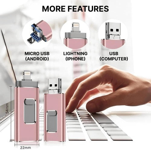 4-in-1 USB Drive with 32GB Storage and Multiple Connectors for Phones, Tablets, Computers All Vera Mart