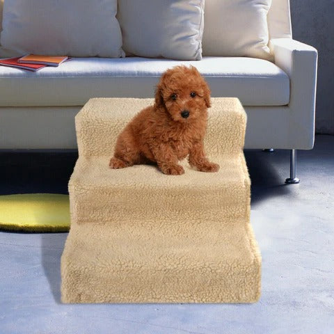Pet Stairs with Removable Fleece Cover and Non-Slip Surface for Small Dogs All Vera Mart