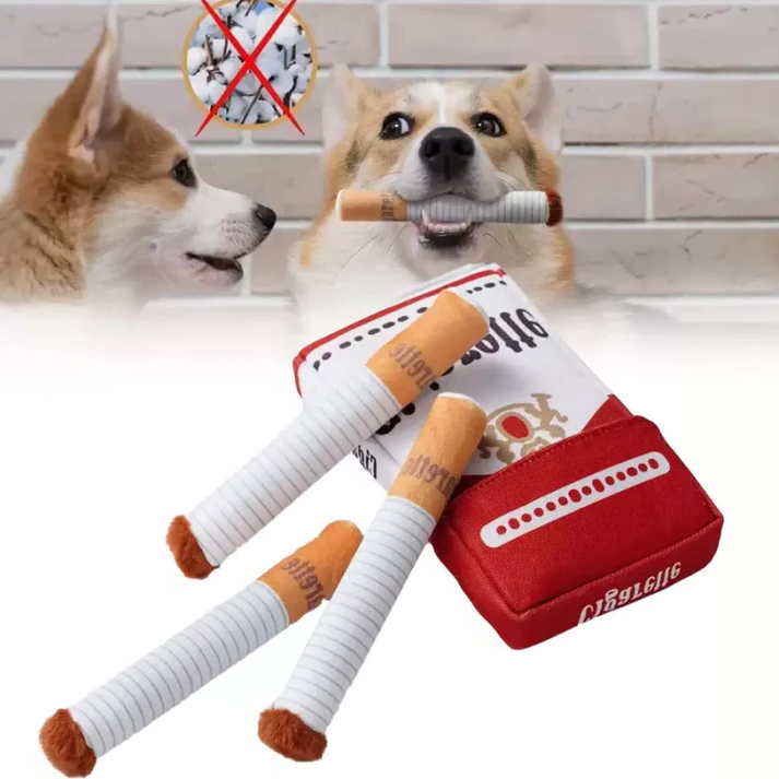 Soft Cloth Dog Chew Toys with Cigarette Shape, 6 Inch 2-Pack All Vera Mart
