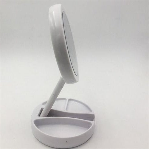 Dual Panel Makeup Mirror with 10x Magnification and Three Color LED Lights All Vera Mart