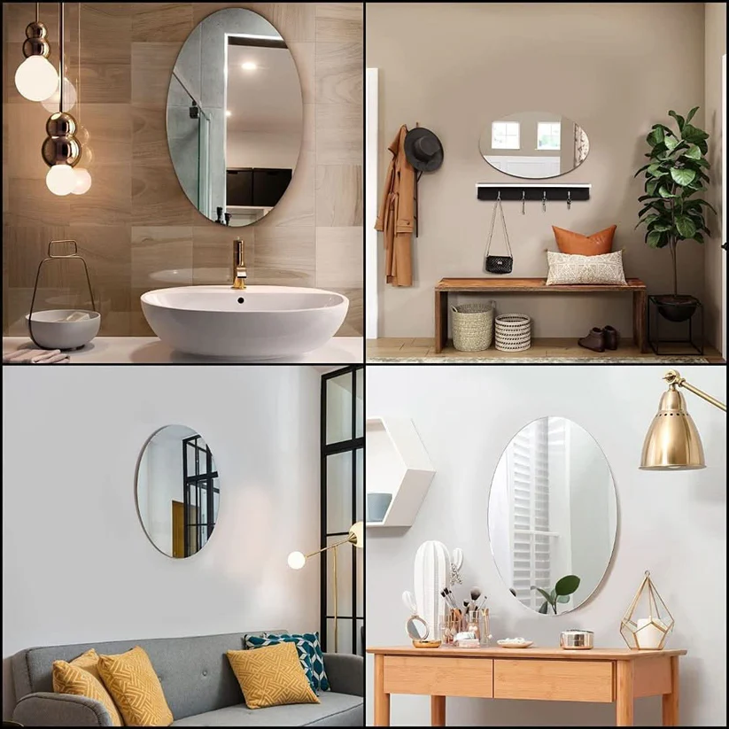Oval Acrylic Mirror with Self Adhesive Backing and HD Reflection All Vera Mart