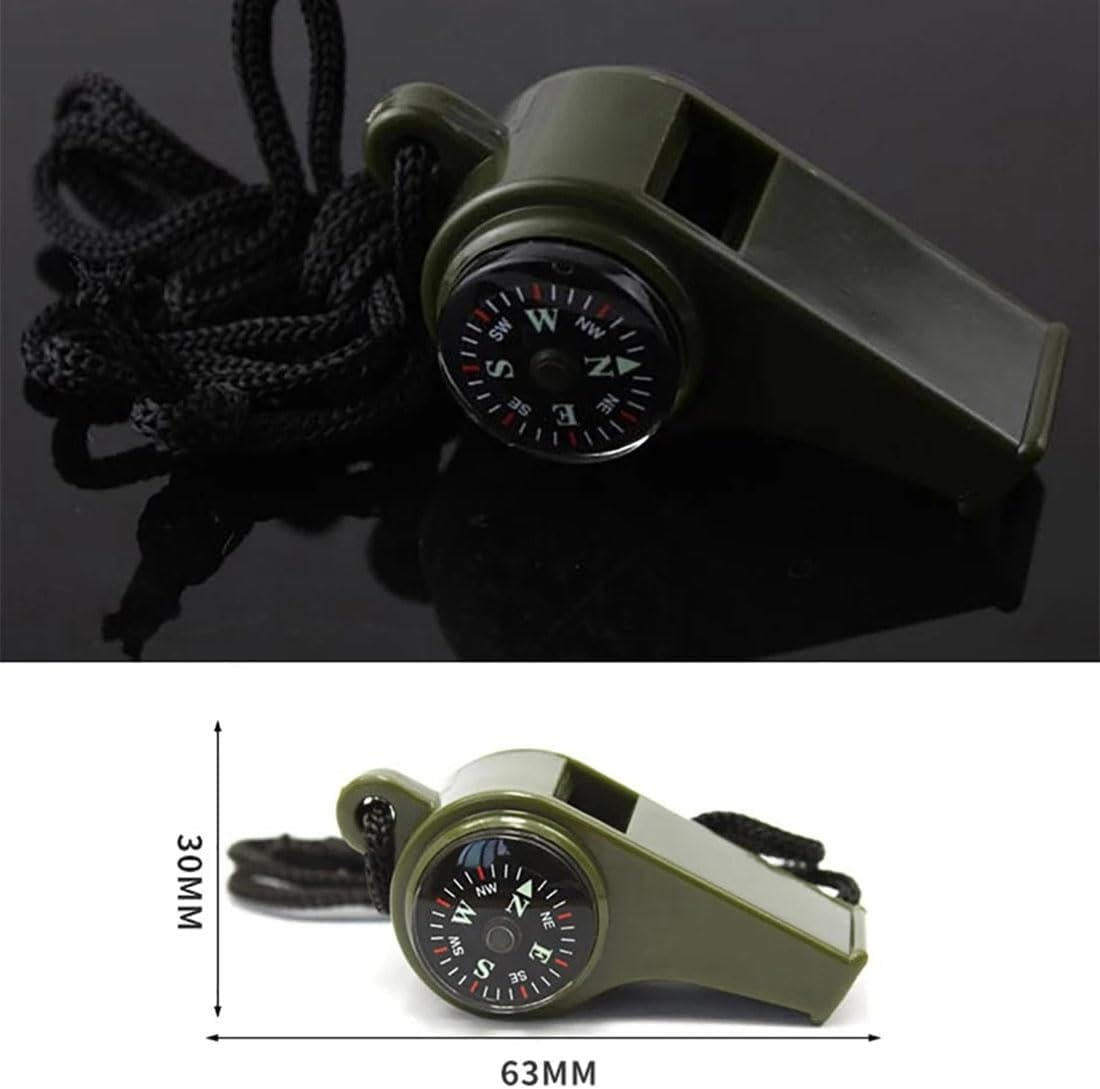 150 Decibel Emergency Whistle with Built-in Compass and Thermometer, Nylon Lanyard All Vera Mart
