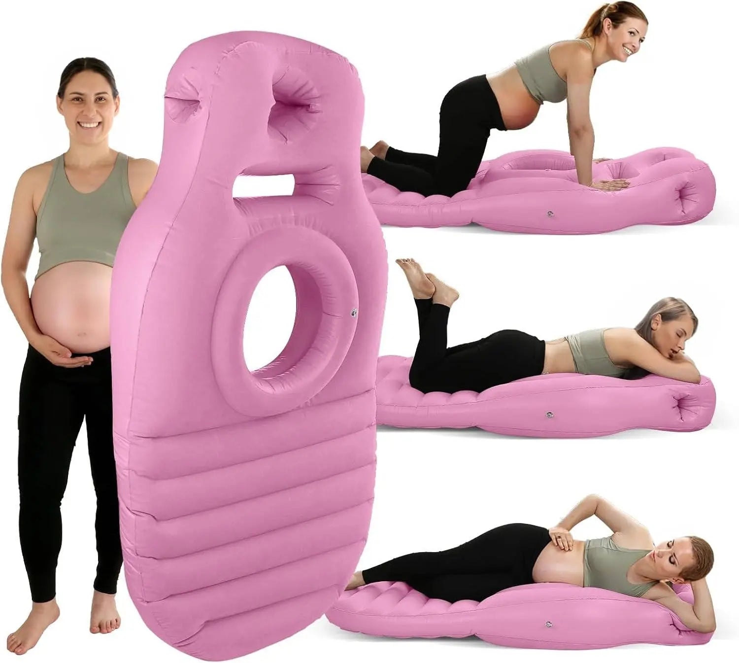 Pregnancy Pillow with Belly Cradle and Dual Chamber Air Support, Inflatable 65in All Vera Mart