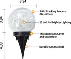 Solar Globe Lights with Cracked Glass and Dusk to Dawn Sensor, 2 Pack All Vera Mart