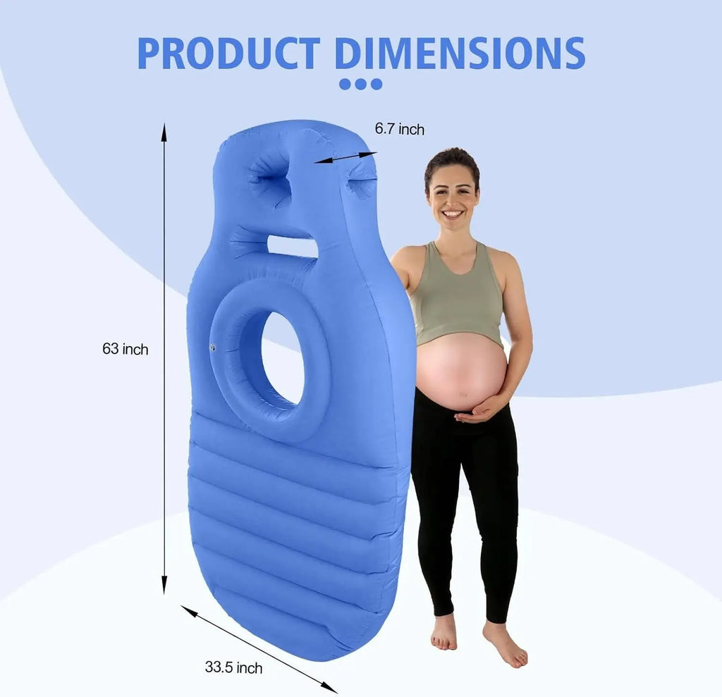 Pregnancy Pillow with Belly Cradle and Dual Chamber Air Support, Inflatable 65in All Vera Mart
