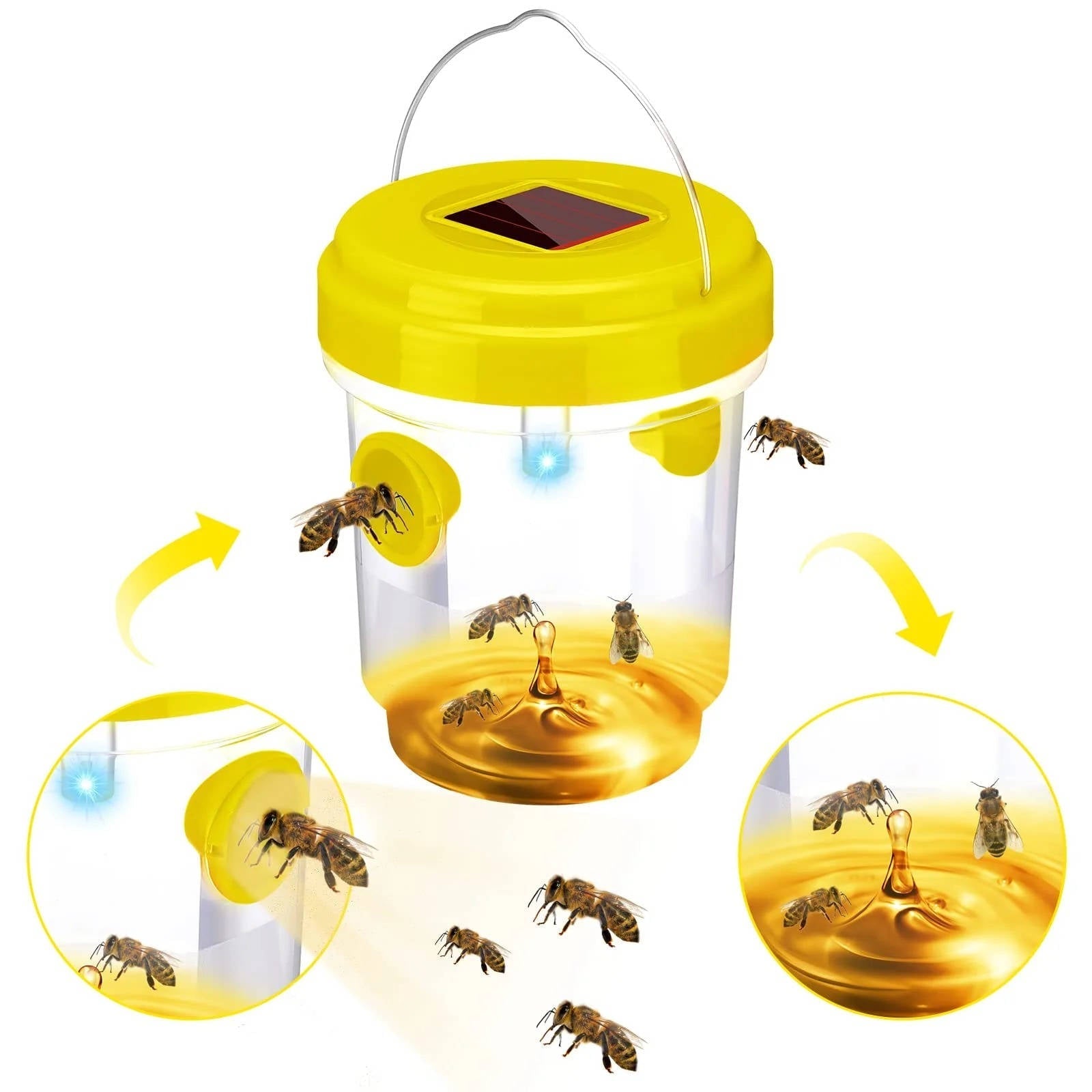 Solar Wasp and Bee Trap with UV Light and Dual Tunnels, 6-Pack Set All Vera Mart
