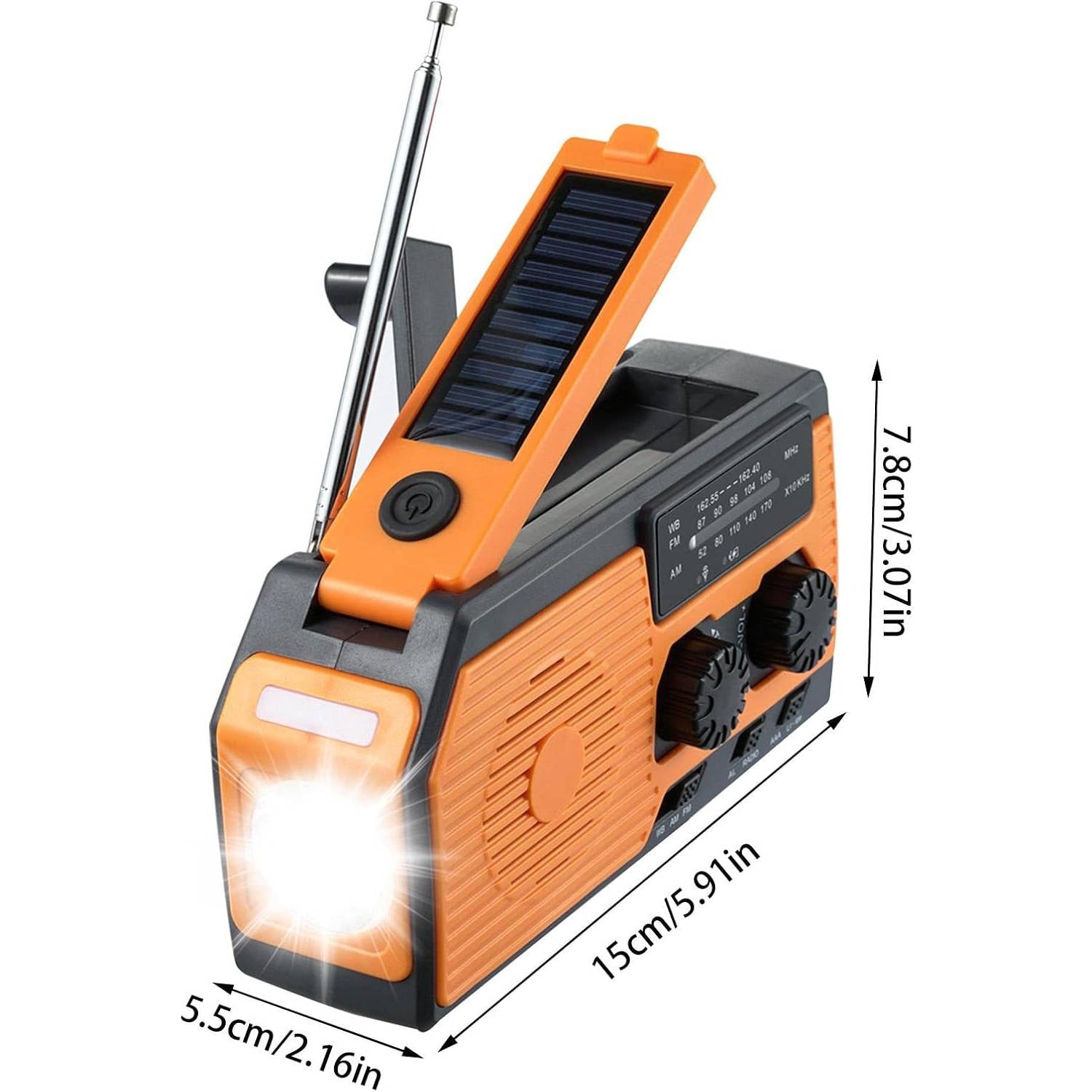 Multiband Emergency Radio with Solar Hand Crank and 5000mAh Battery Bank All Vera Mart