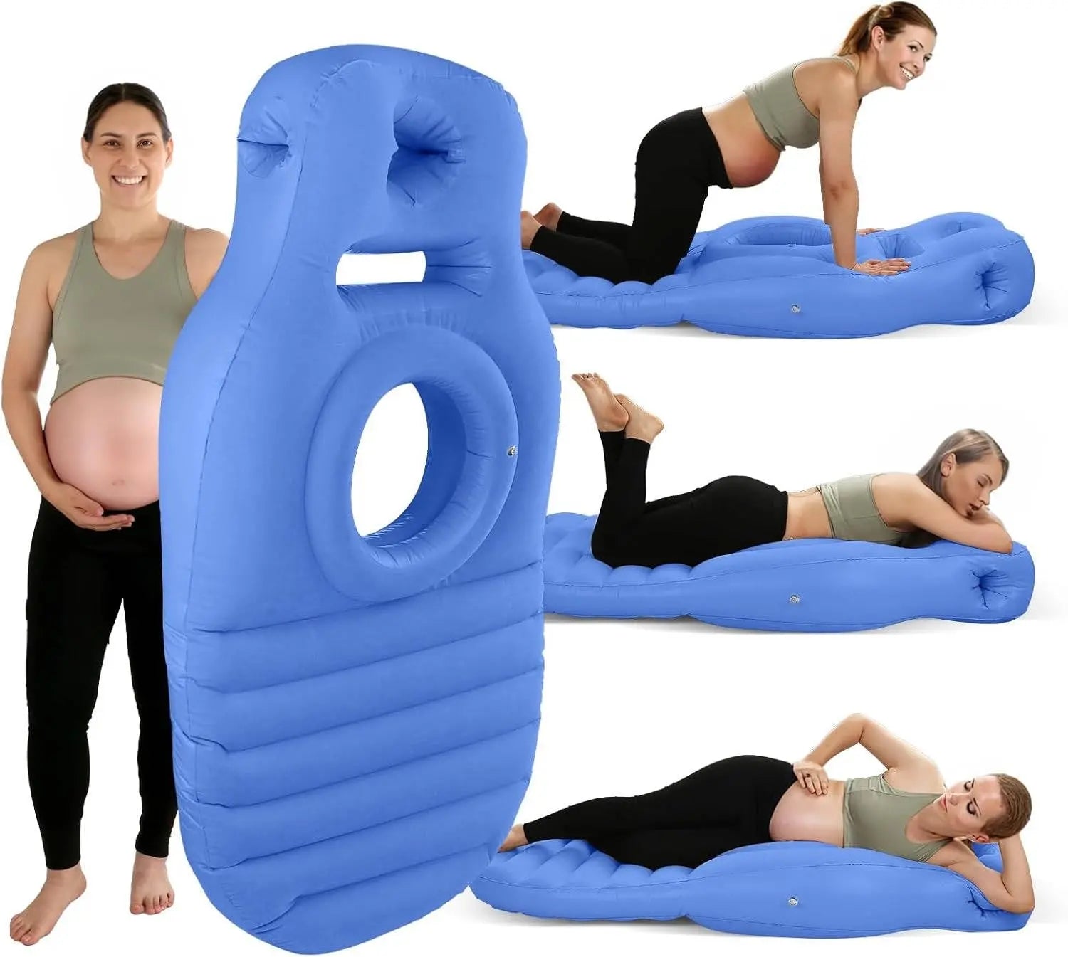 Pregnancy Pillow with Belly Cradle and Dual Chamber Air Support, Inflatable 65in All Vera Mart