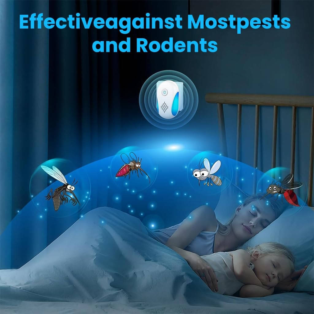 Ultrasonic Pest Repeller with Dual Frequency Modes and Nightlight, 6-Pack All Vera Mart