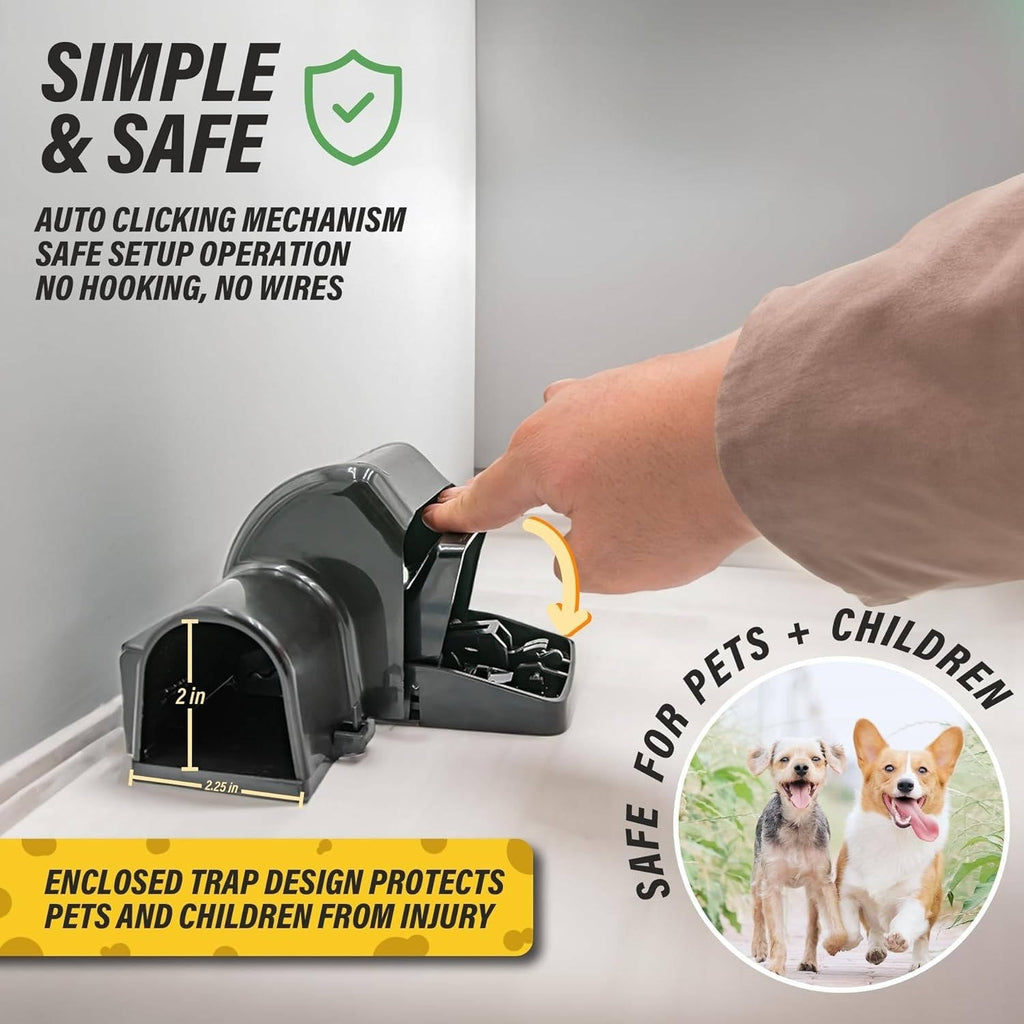 Enclosed Tunnel Rodent Trap with Dual Entry Openings and Toothed Jaw, 2 Pack All Vera Mart