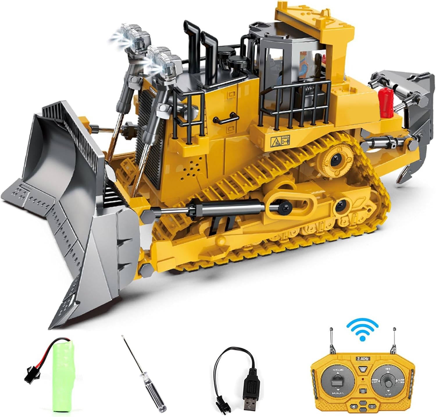 Remote Control Excavator with Three Motors and Metal Attachments for Kids All Vera Mart