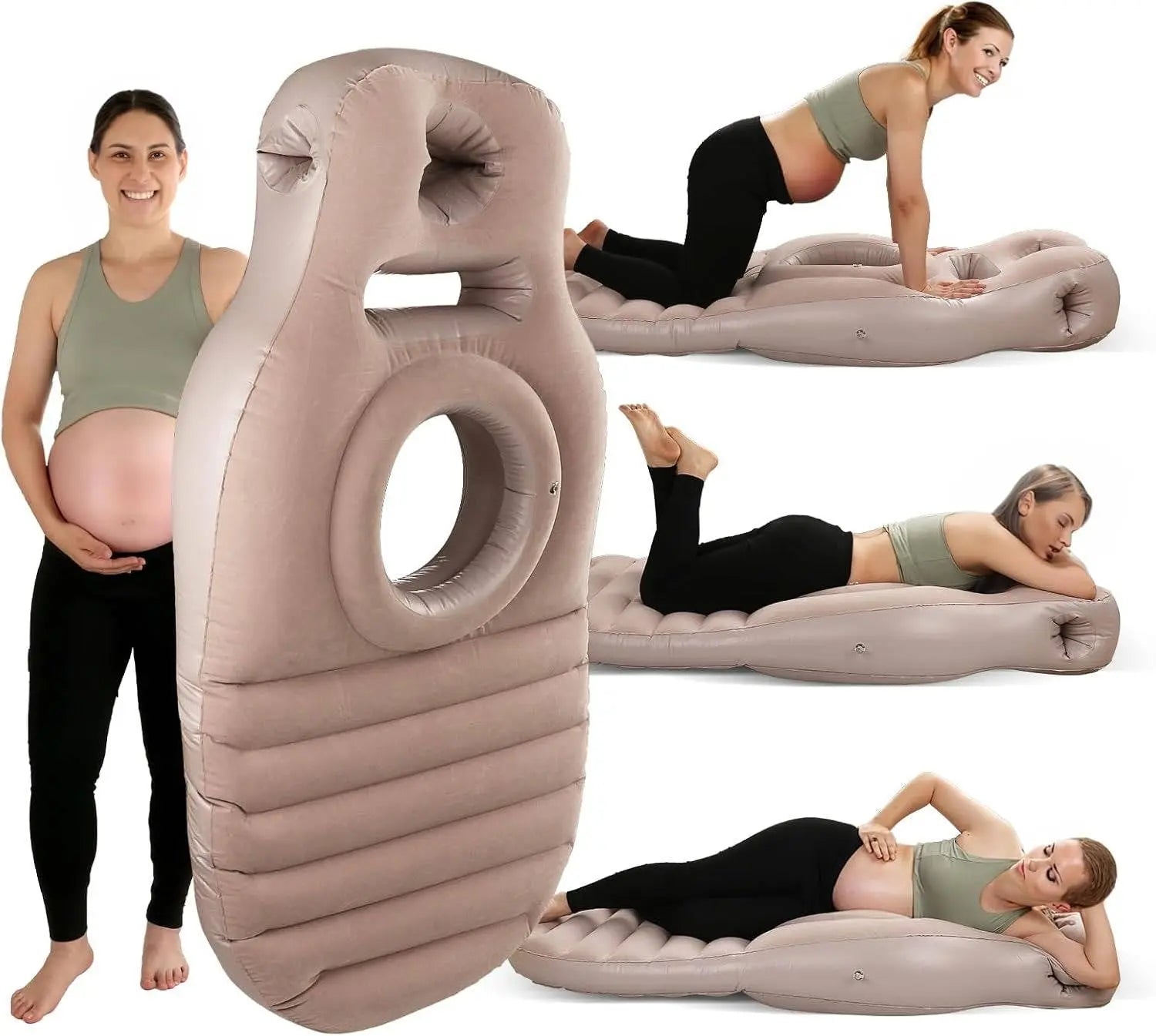 Pregnancy Pillow with Belly Cradle and Dual Chamber Air Support, Inflatable 65in All Vera Mart