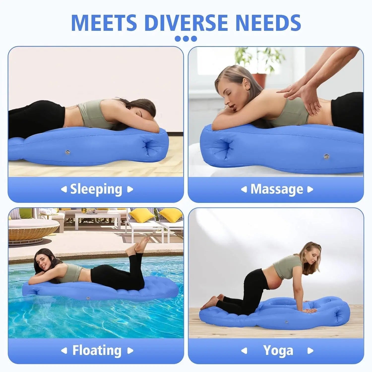 Pregnancy Pillow with Belly Cradle and Dual Chamber Air Support, Inflatable 65in All Vera Mart