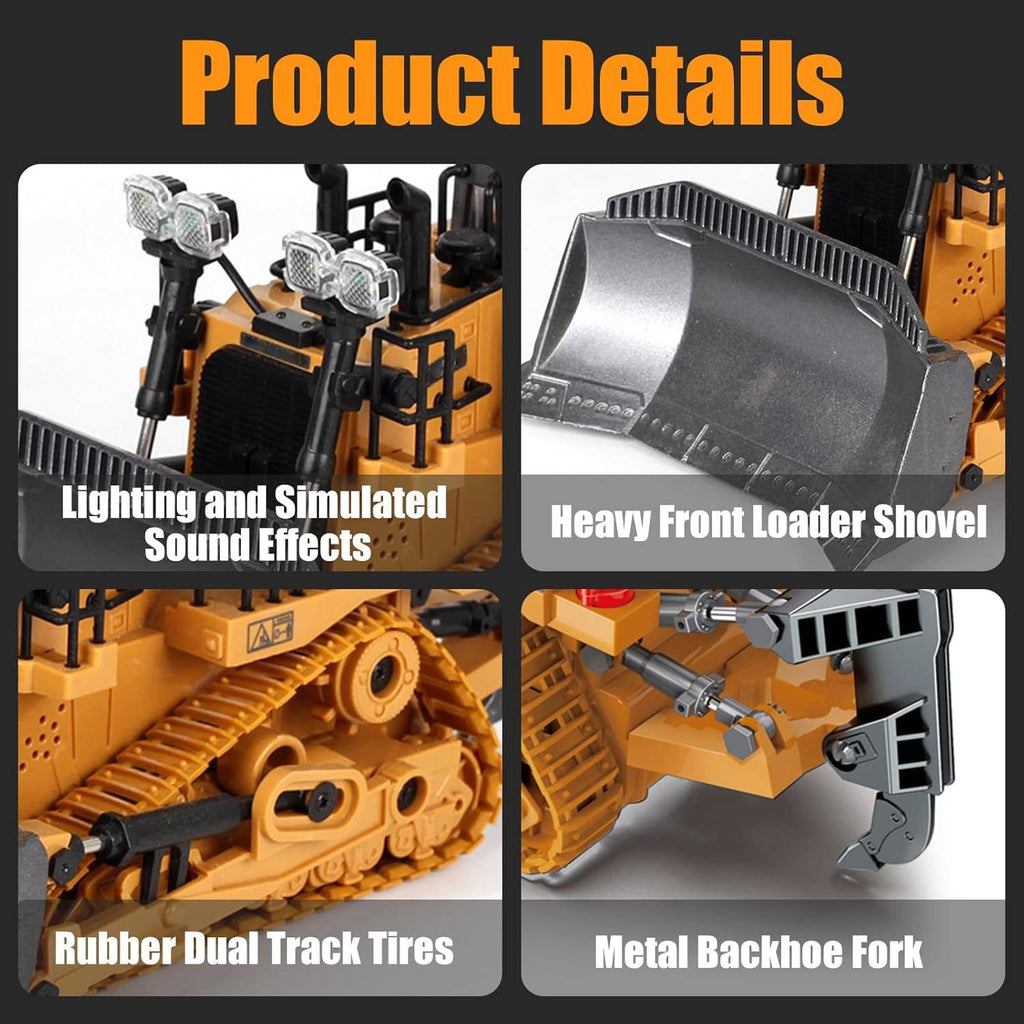 Remote Control Excavator with Three Motors and Metal Attachments for Kids All Vera Mart
