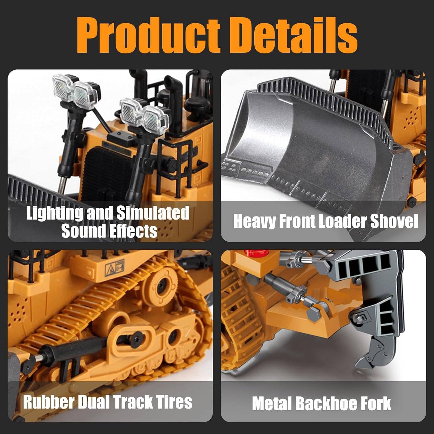 Remote Control Excavator with Three Motors and Metal Attachments for Kids All Vera Mart