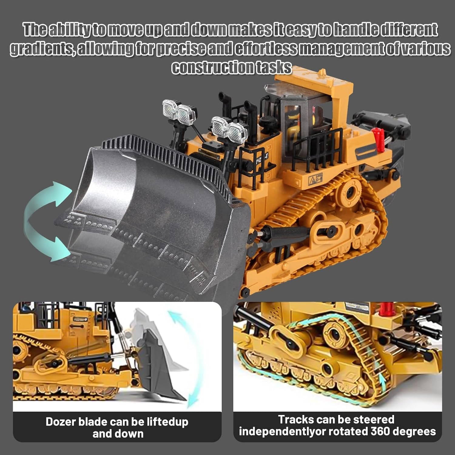 Remote Control Excavator with Three Motors and Metal Attachments for Kids All Vera Mart