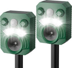 Motion Activated Animal Deterrent with Ultrasonic Sound and Flashing Light, Solar Powered All Vera Mart