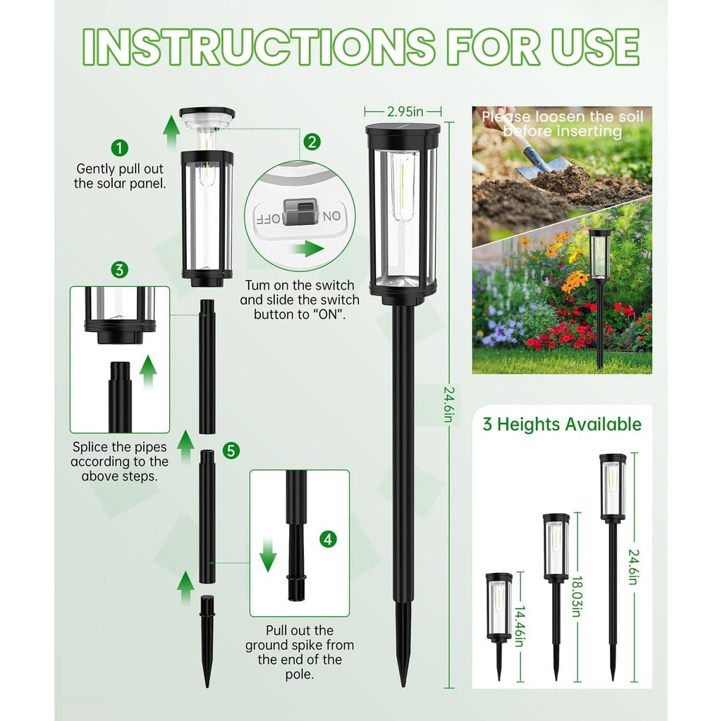 Solar Pathway Lights with Automatic Dusk Sensor and Warm White Glow for Outdoor Walkways All Vera Mart